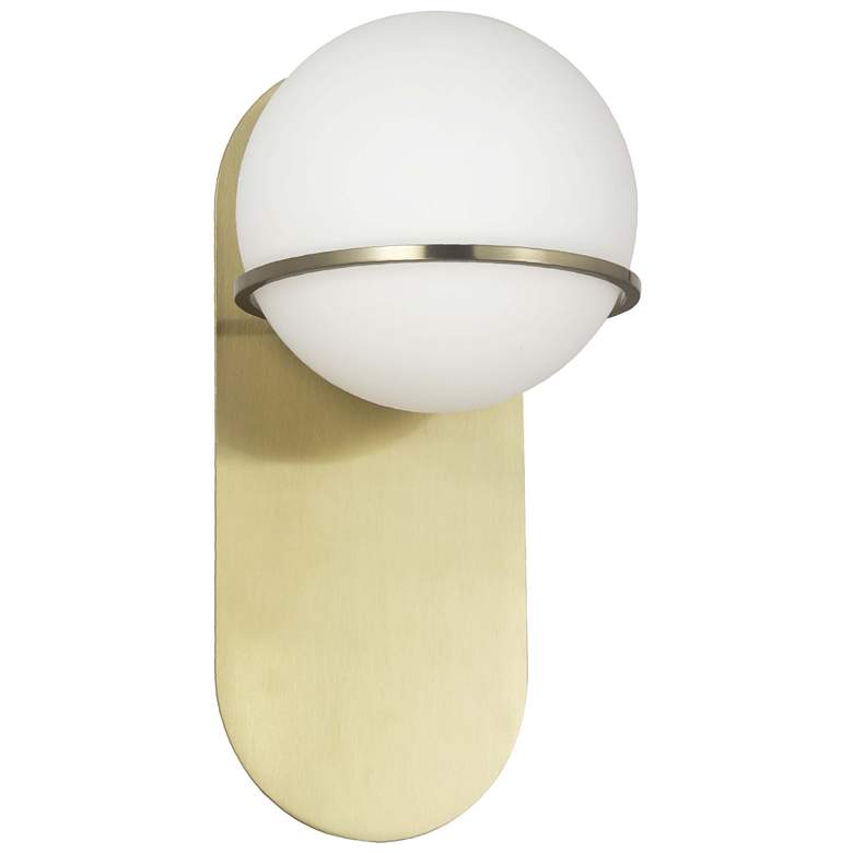 Image 1 Sofia 12" High Aged Brass Vertical Wall Sconce With White Glass
