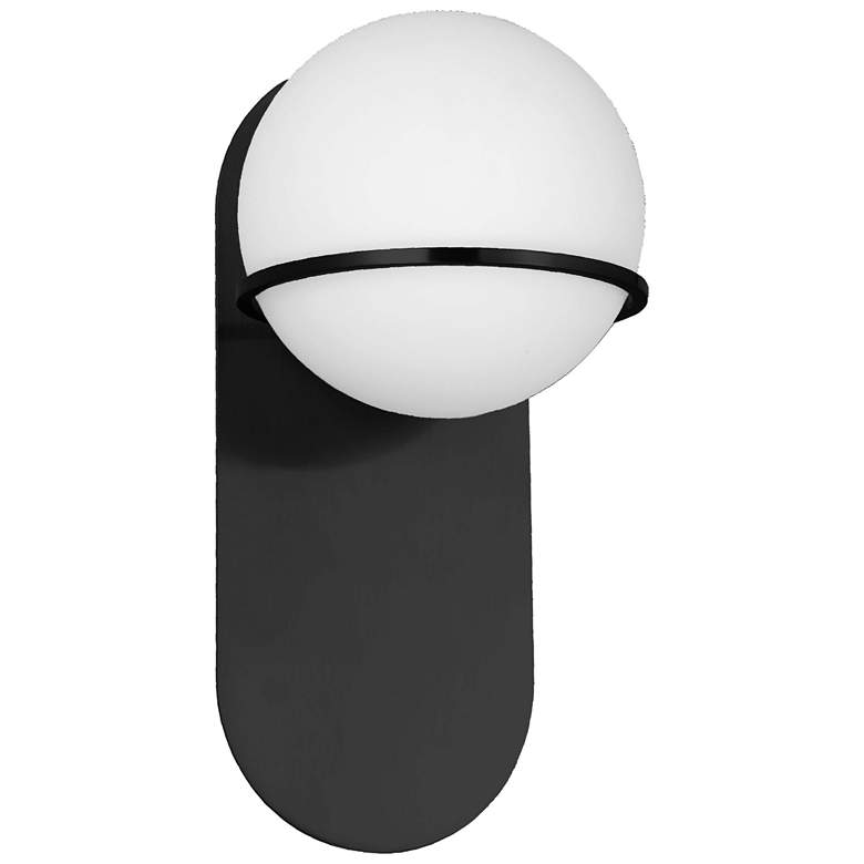 Image 1 Sofia 12" High Matte Black Vertical Wall Sconce With White Glass