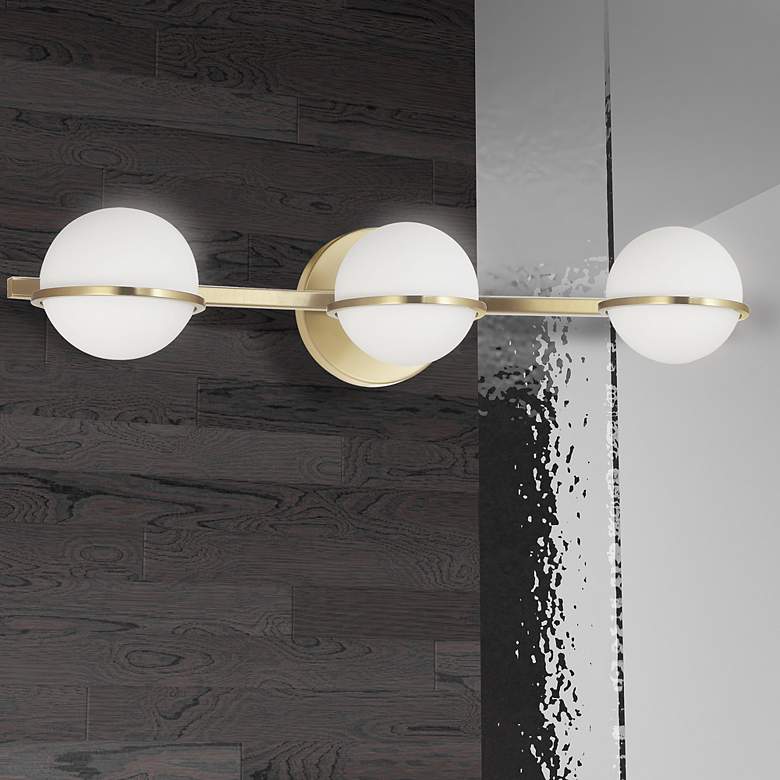 Image 1 Sofia 23" Wide Electroplated Aged Brass 3-Light Bath Light