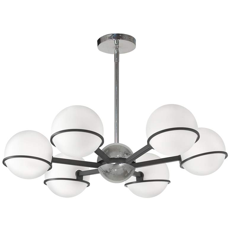 Image 1 Sofia 28 inch Wide 6 Light Matte Black and Polished Chrome Chandelier