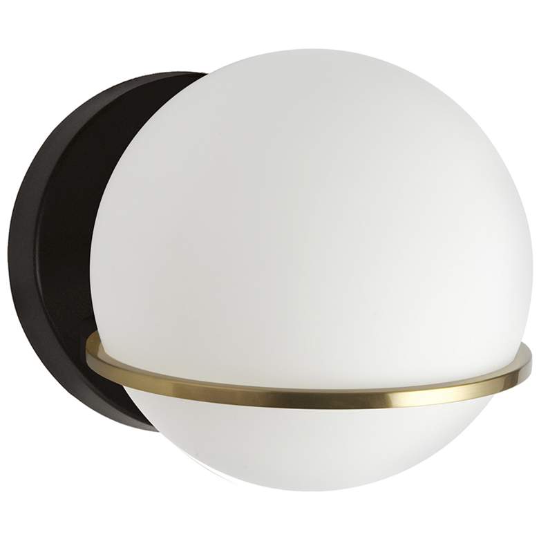 Image 1 Sofia 6" High Matte Black & Aged Brass Wall Sconce