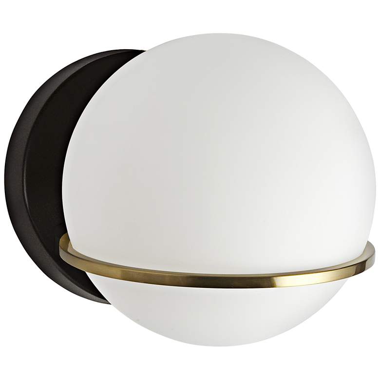 Image 2 Sofia 6" High Matte Black and Aged Brass Wall Sconce