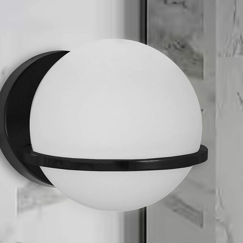 Image 1 Sofia 6" High Matte Black Globe Wall Sconce