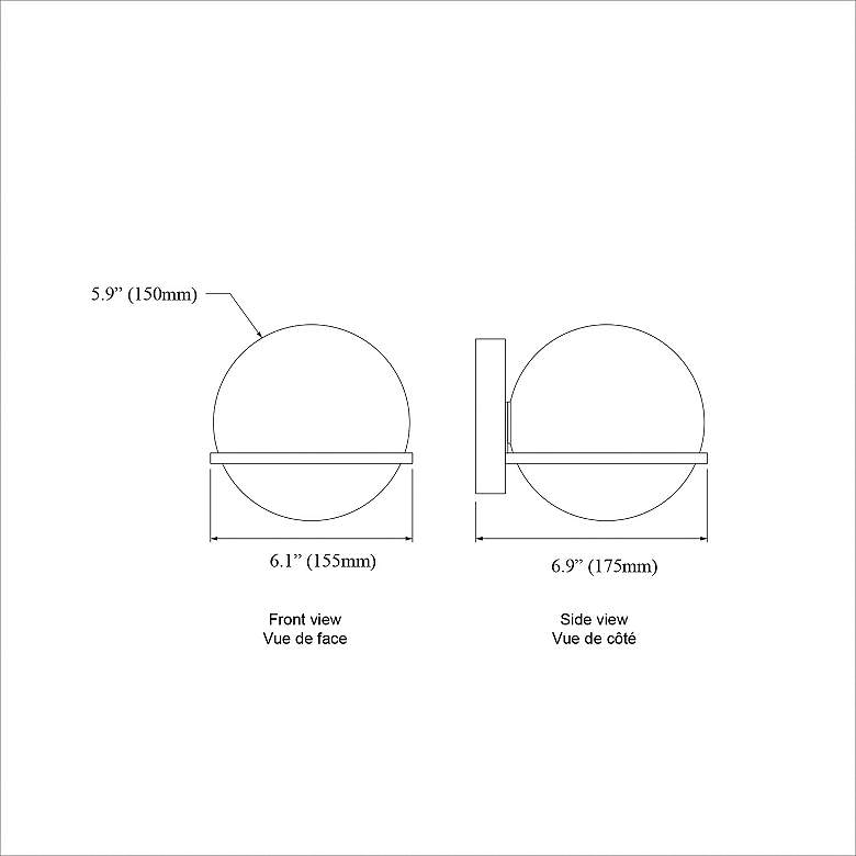 Image 4 Sofia 6" High Matte Black Globe Wall Sconce more views