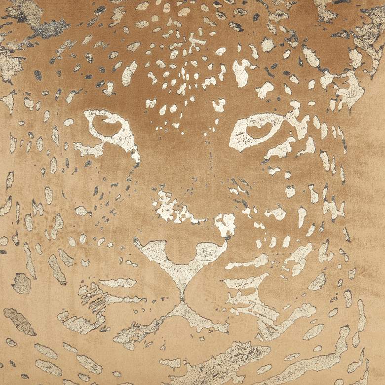 Image 3 Sofia Beige Gold Foil Print Leopard 20" Square Throw Pillow more views