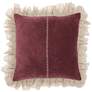 Sofia Burgundy Stitch Velvet Frills 22" Square Throw Pillow
