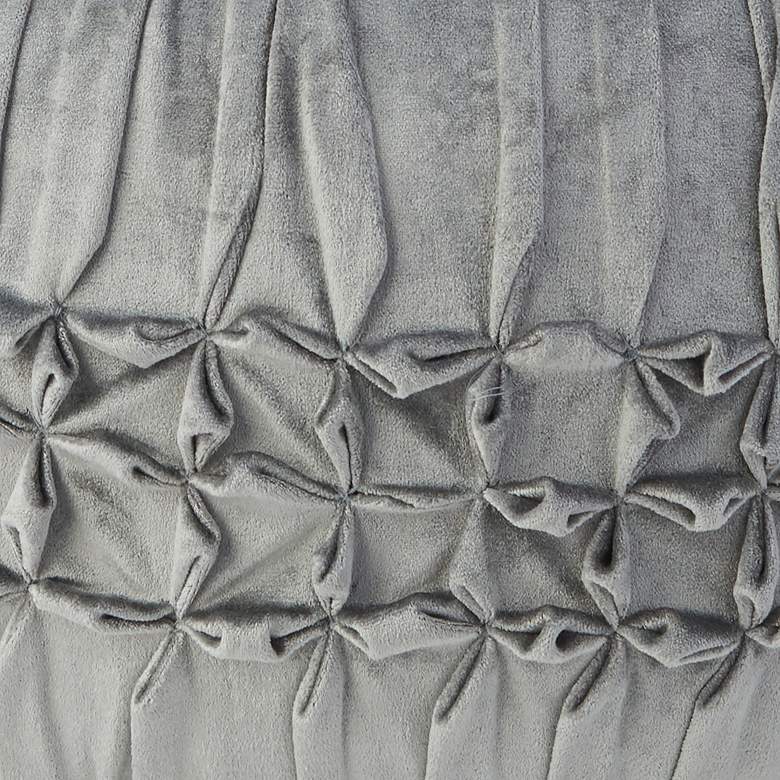 Image 3 Sofia Charcoal Pin Tuck Velvet Fabric Round Pouf Ottoman more views