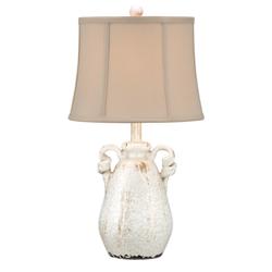 Sofia Crackled Ivory Rustic Jar with Handles Ceramic Table Lamp