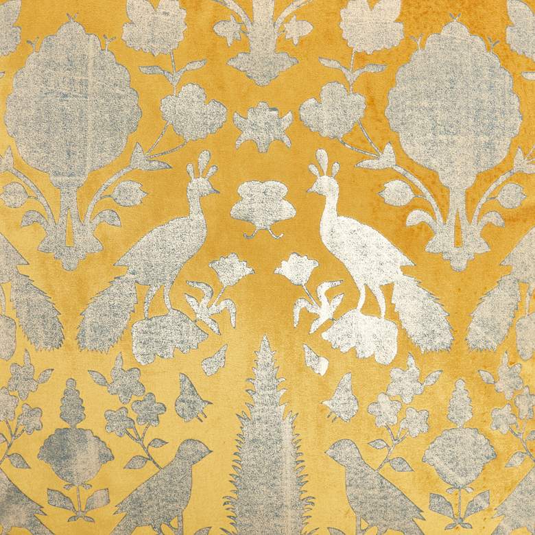 Image 3 Sofia Gold Gray Foil Print Birds 20" Square Throw Pillow more views