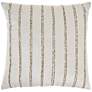 Sofia Ivory Beaded Stripes 20" Square Throw Pillow