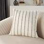 Sofia Ivory Beaded Stripes 20" Square Throw Pillow