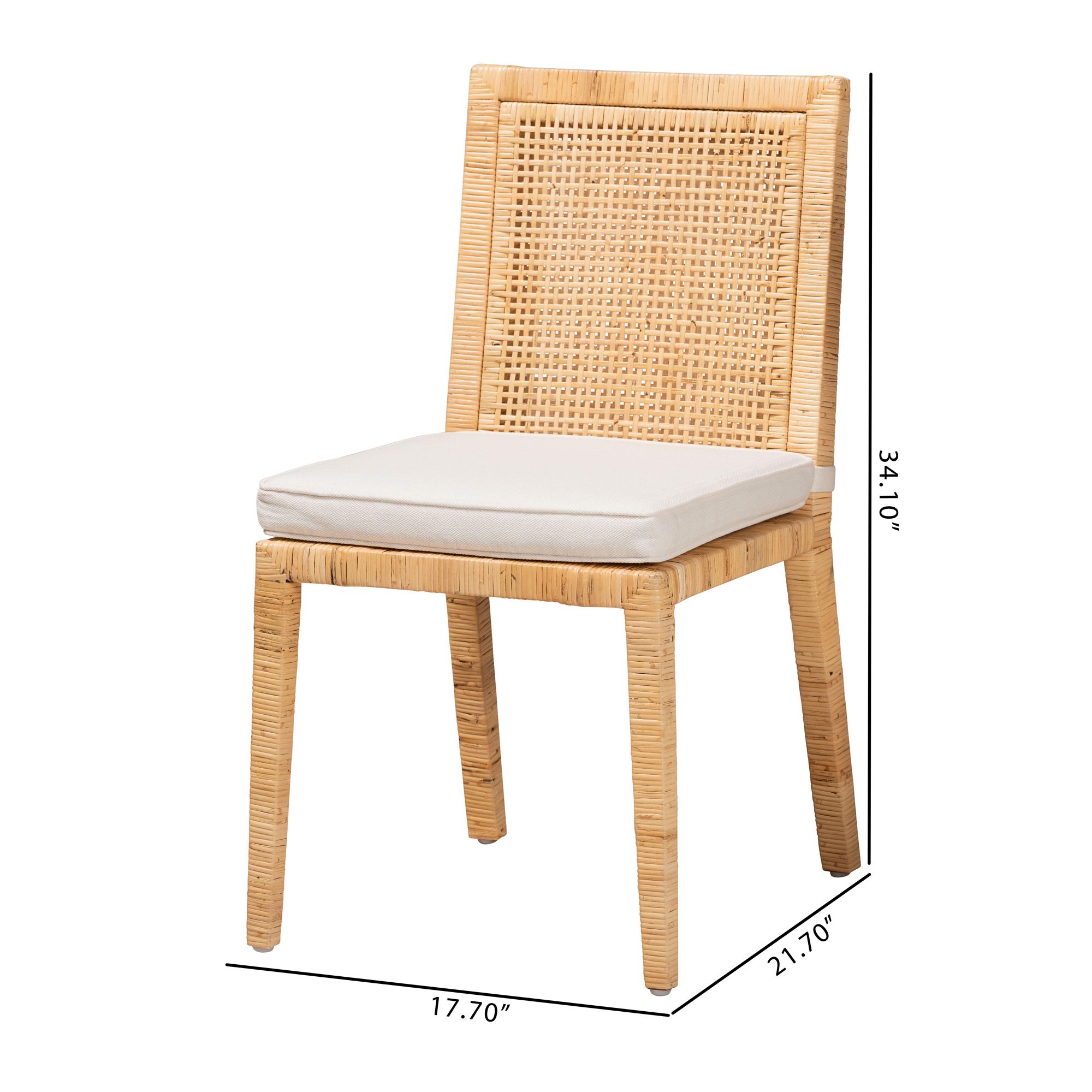 Image 7 Sofia Natural Wood and Rattan Dining Chair more views
