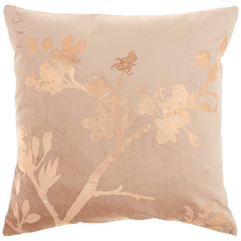 Image 2 Sofia Rose Gold Metallic Blossom 18" Square Throw Pillow