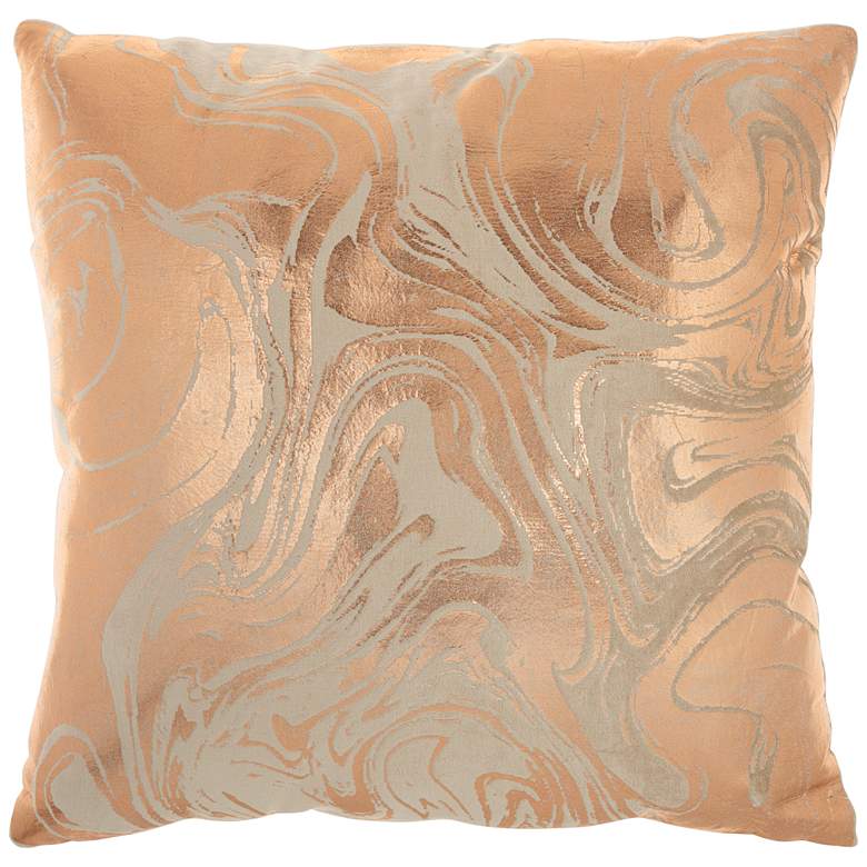 Image 2 Sofia Rose Gold Metallic Marble 20" Square Throw Pillow
