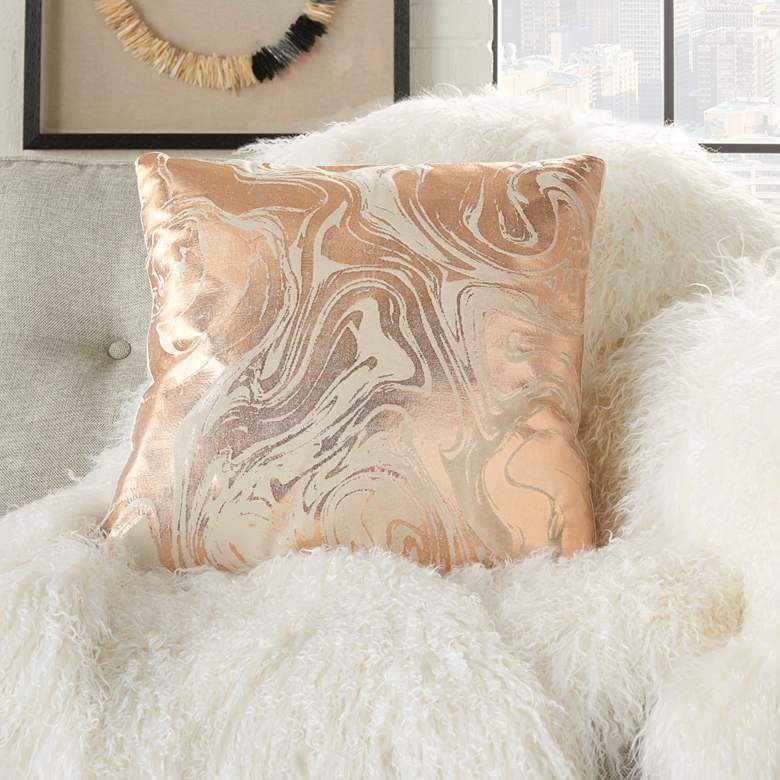 Image 1 Sofia Rose Gold Metallic Marble 20 inch Square Throw Pillow