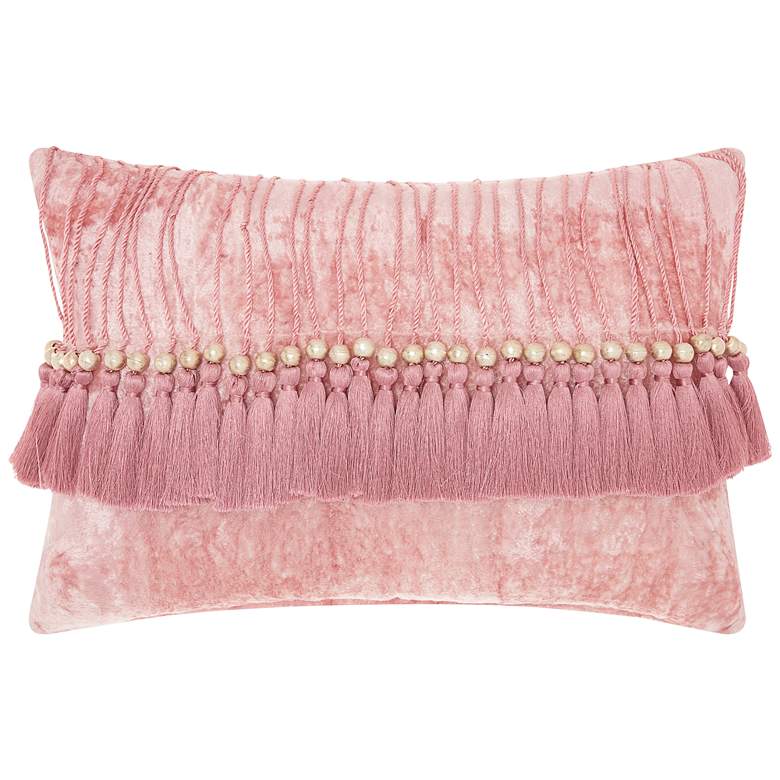 Image 1 Sofia Rose Velvet Tassels 20" x 14" Rectangular Throw Pillow
