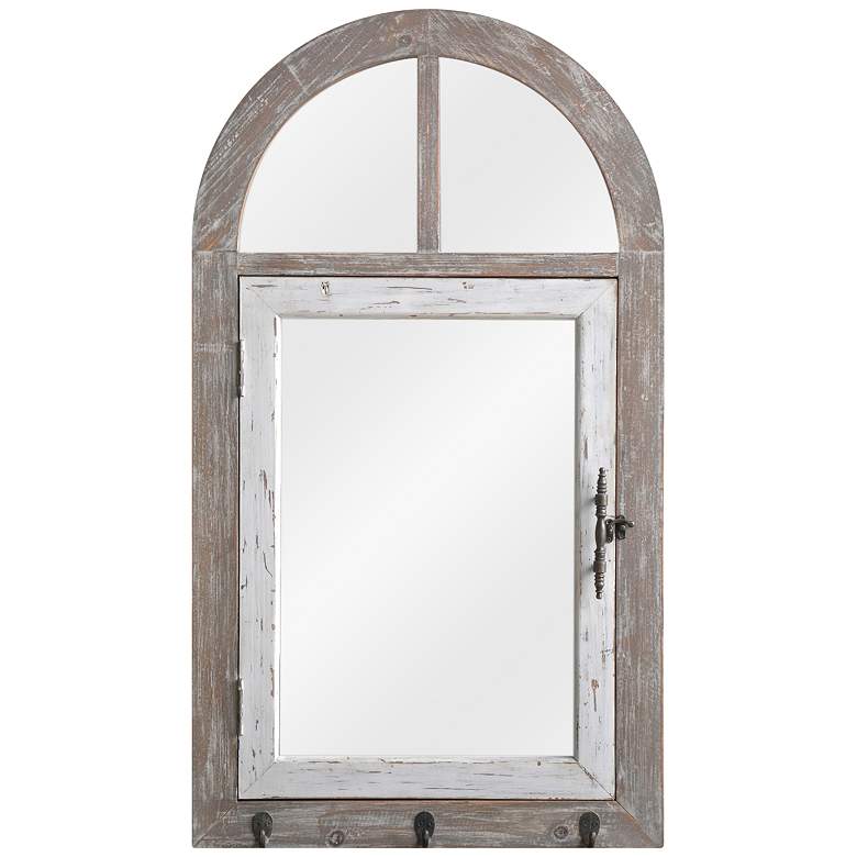Image 1 Sofia Wood 20 1/2" x 36" Arch Top Wall Mirror