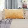 Sofia Yellow Stitch Velvet Frills 22"x14" Throw Pillow