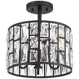 Image2 of Sofie 11 3/4" Wide Black and Crystal Ceiling Light