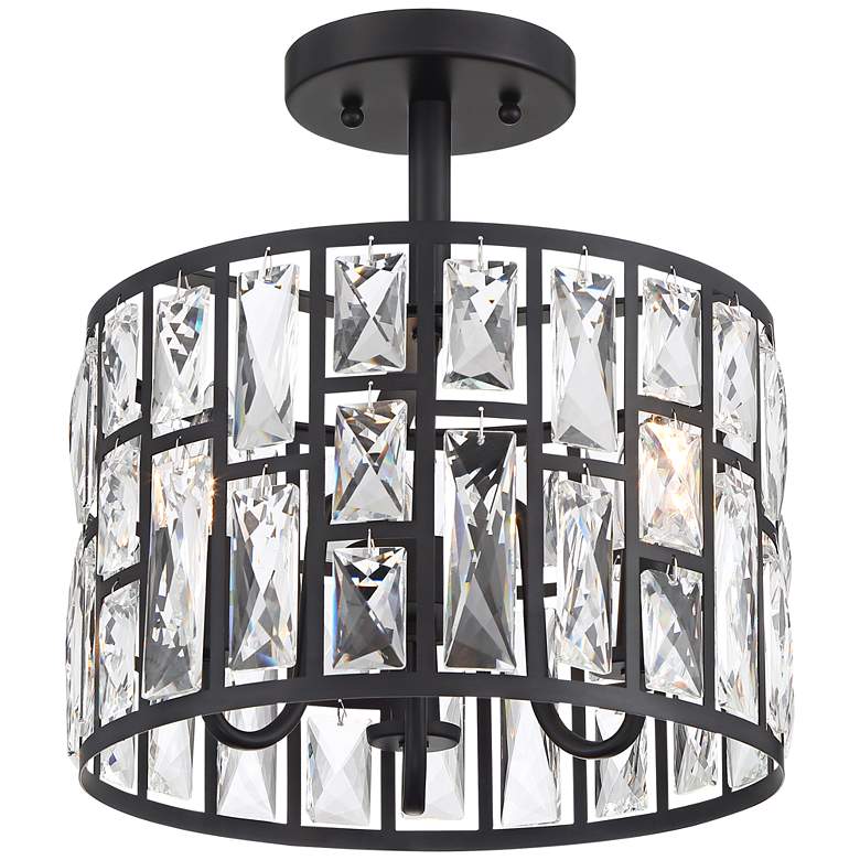 Image 2 Sofie 11 3/4" Wide Black and Crystal Ceiling Light