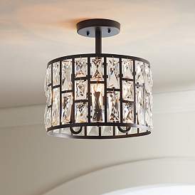 Image1 of Sofie 11 3/4" Wide Black and Crystal Ceiling Light