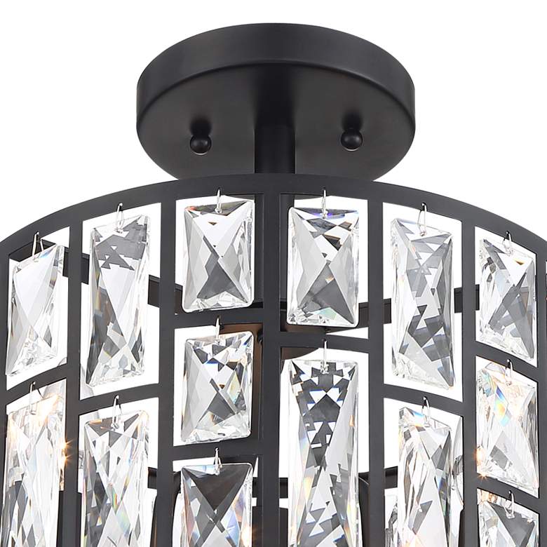 Image 4 Sofie 11 3/4 inch Wide Black and Crystal Ceiling Light more views