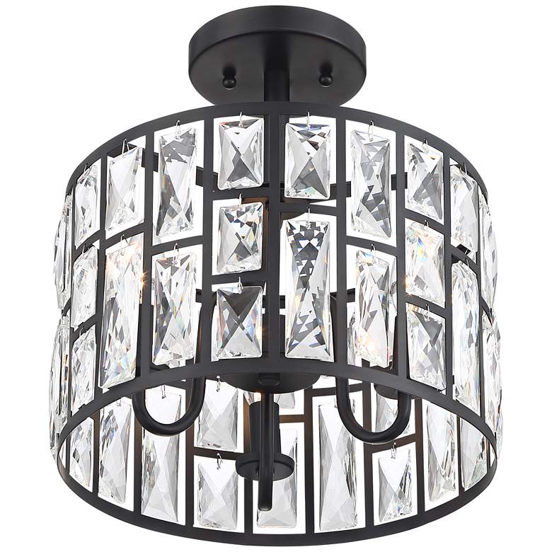 Image 6 Sofie 11 3/4 inch Wide Black and Crystal Ceiling Light more views