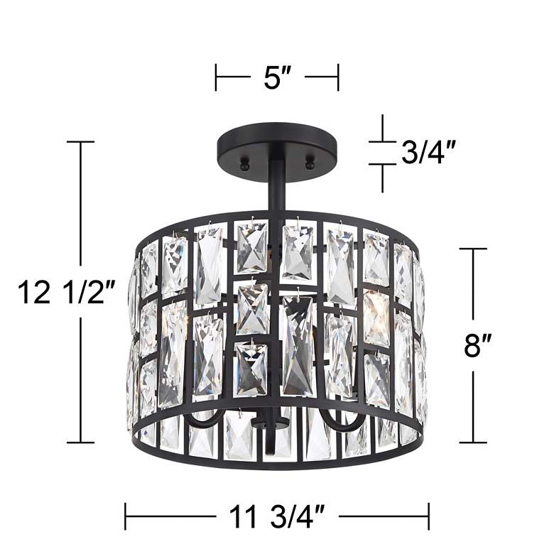 Image 7 Sofie 11 3/4 inch Wide Black and Crystal Ceiling Light more views