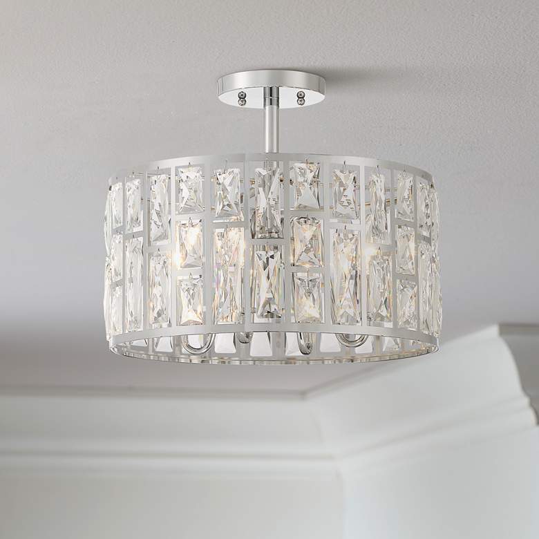 Image 1 Sofie 15 1/4 inch Wide Chrome Crystal 4-Light Ceiling Light