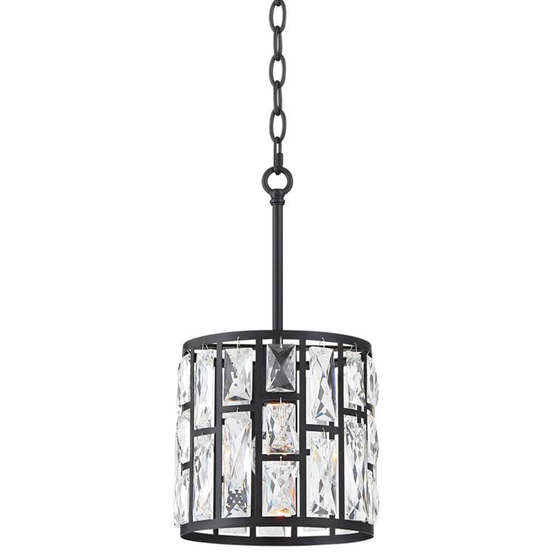 Sofie 8 1/2 inch Wide Black and Crystal Mini Pendant Light