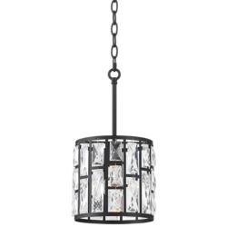 Sofie 8 1/2&quot; Wide Black and Crystal Mini Pendant Light