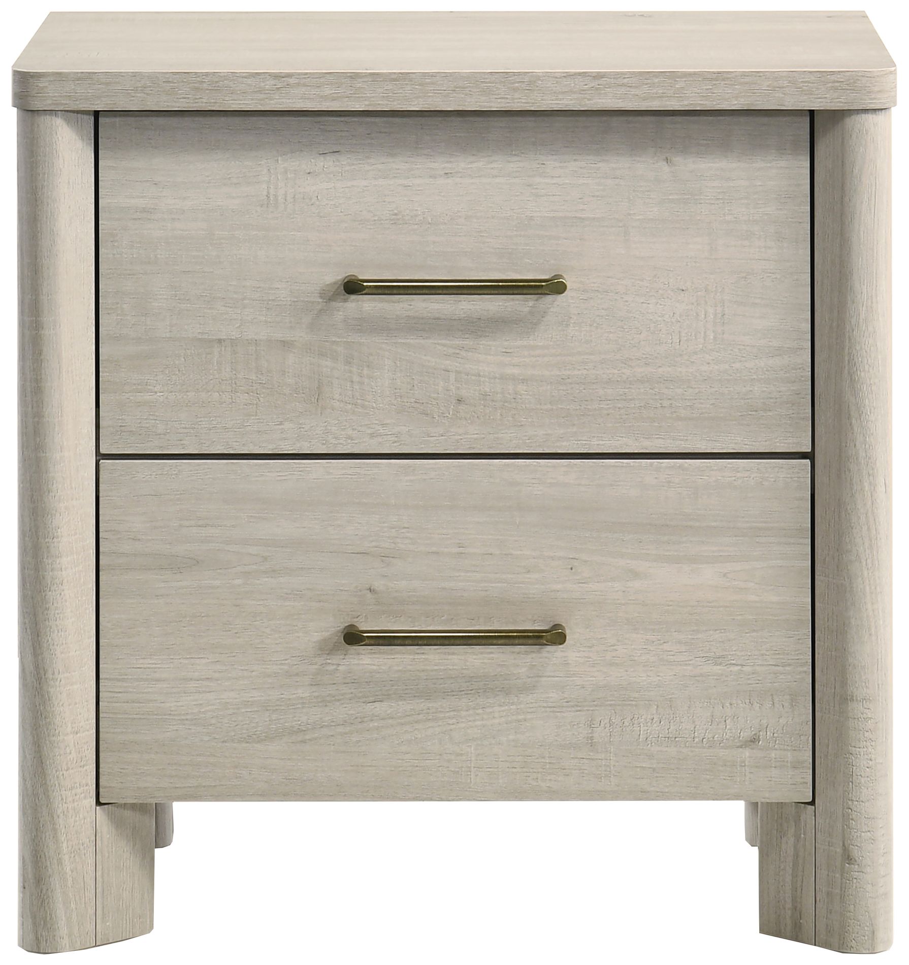 Sofiya 23.4" Wide Beige Wood 2-Drawer Nightstand with USB Ports, Set of 2