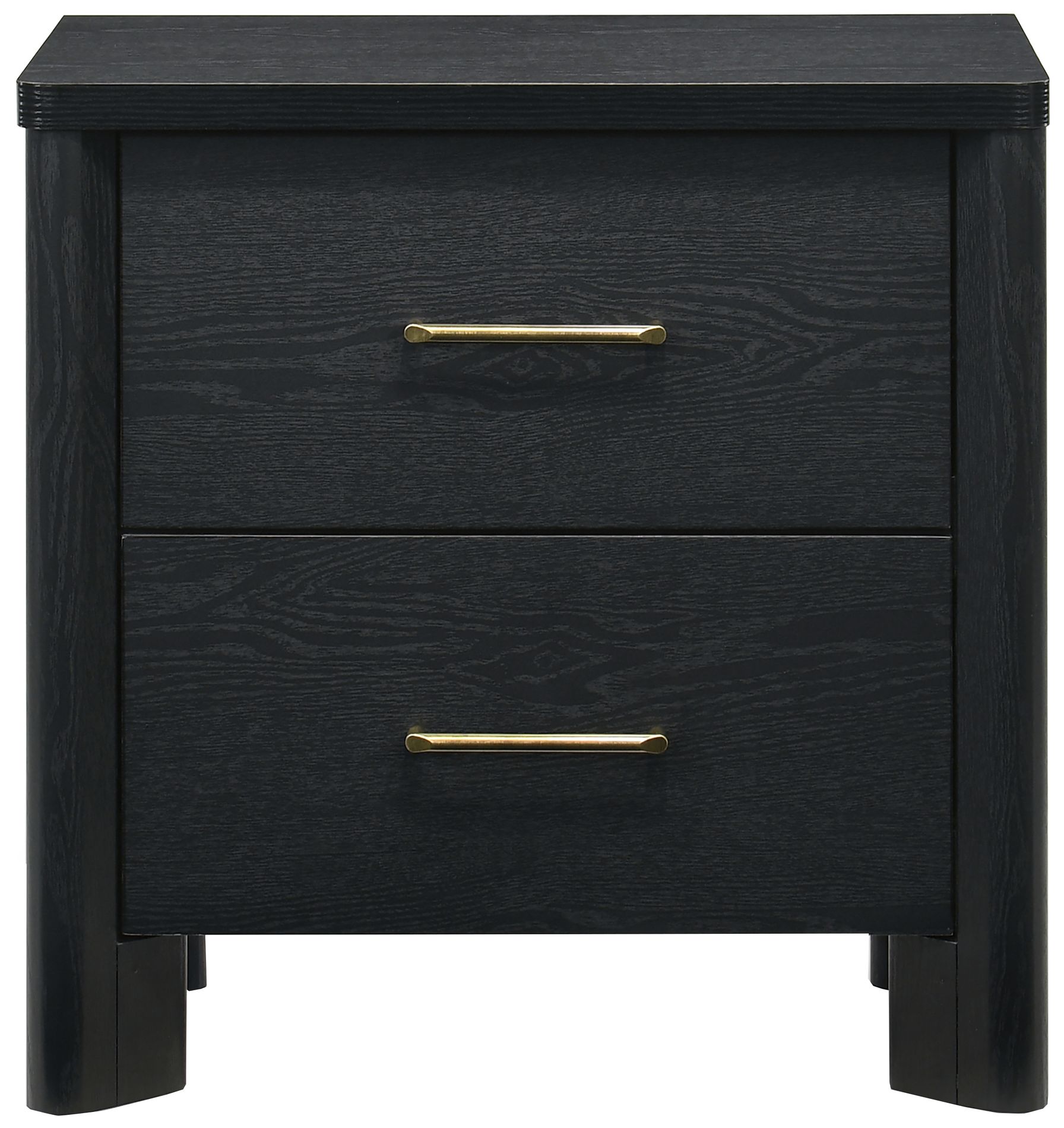 Sofiya 23.4" Wide Black Wood 2-Drawer Nightstand with USB Ports, Set of 2