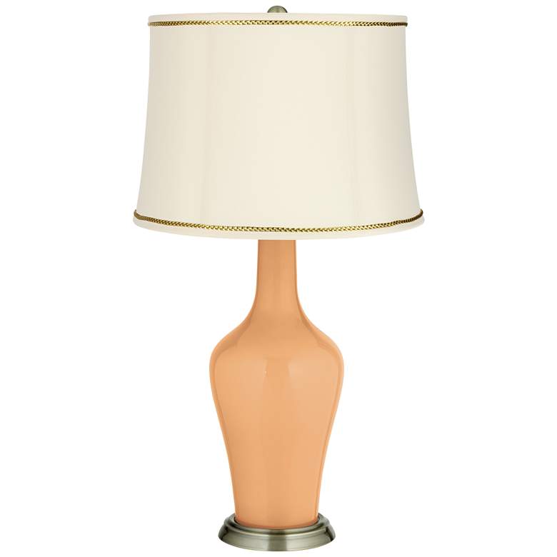 Image 1 Soft Apricot Anya Table Lamp with President&#39;s Braid Trim