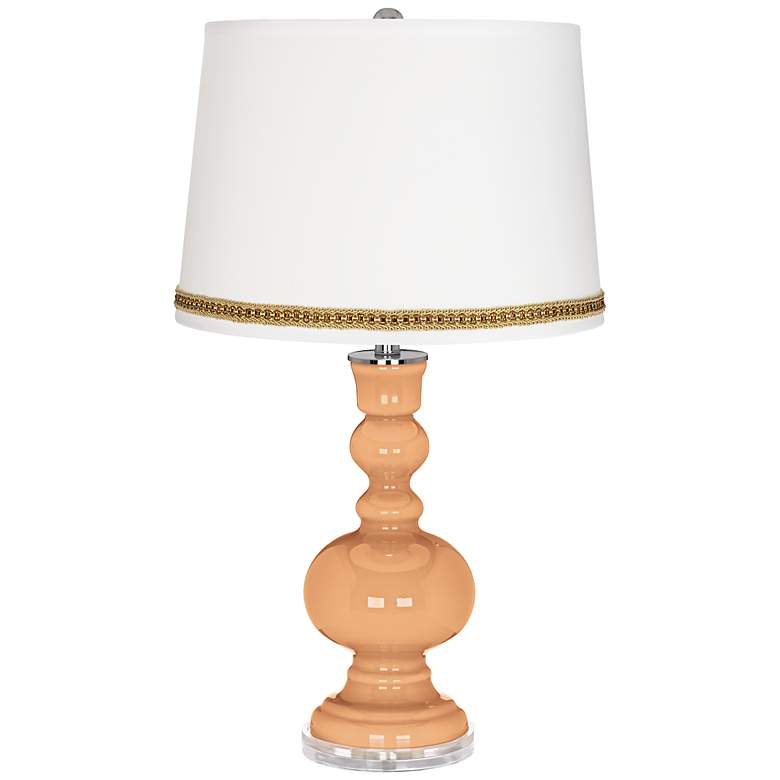 Image 1 Soft Apricot Apothecary Table Lamp with Braid Trim
