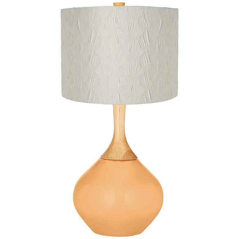 Image 1 Soft Apricot Cream Pleated Drum Shade Wexler Table Lamp