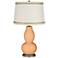 Soft Apricot Double Gourd Table Lamp with Rhinestone Lace Trim