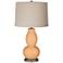 Soft Apricot Linen Drum Shade Double Gourd Table Lamp