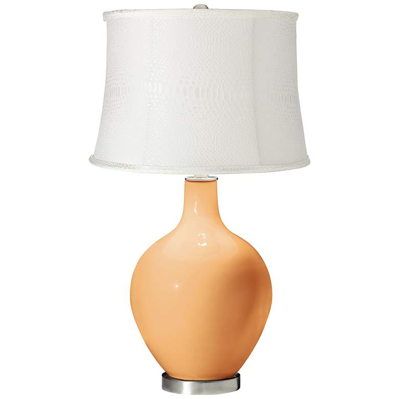 Image 1 Soft Apricot White Snake Shade Ovo Table Lamp