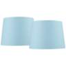 Soft Blue Drum Lamp Shades 11x13x9.5 (Spider) Set of 2