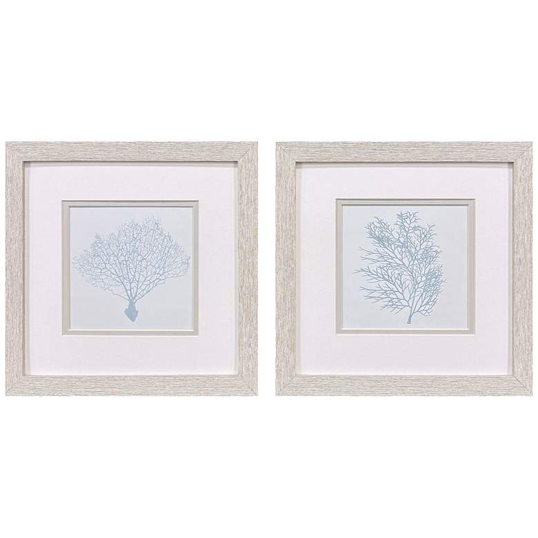 Image 1 Soft Coral 11"W x 11"H Coastal Framed Art Set of 2