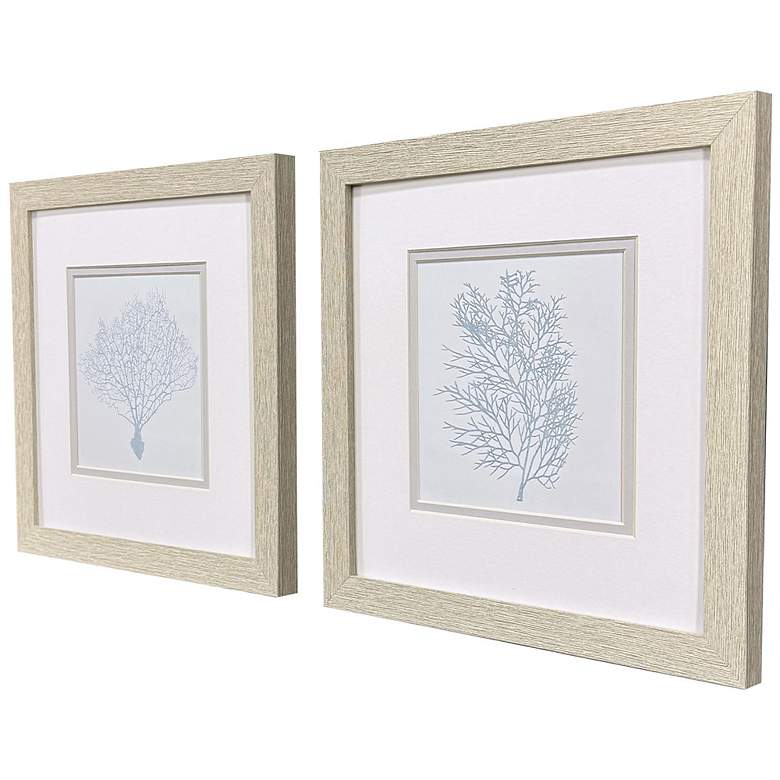 Image 2 Soft Coral 11"W x 11"H Coastal Framed Art Set of 2 more views