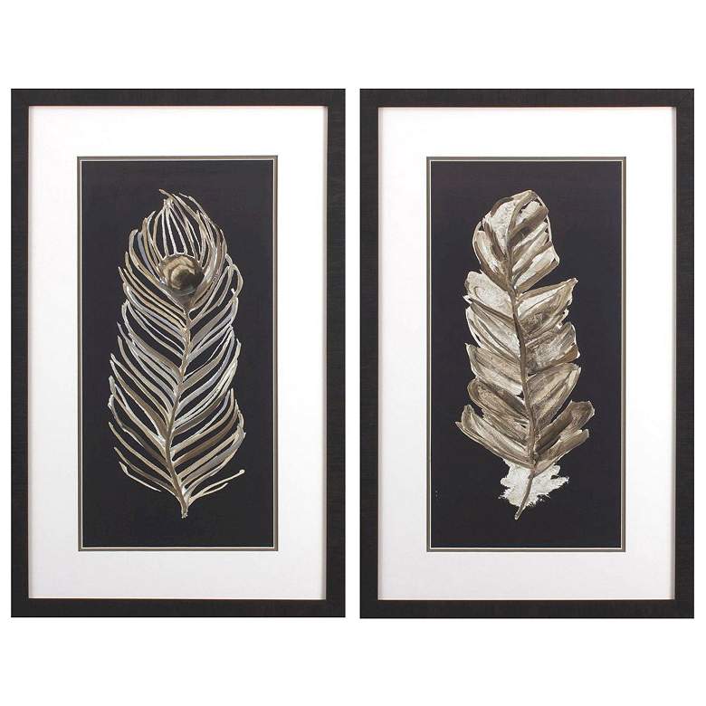 Image 1 Soft Feather on Black 20"W x 32"H Framed Art Set of 2