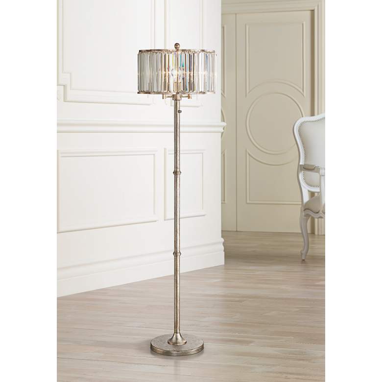 Image 1 Soft Silver 3-Light Crystal Glass Floor Lamp