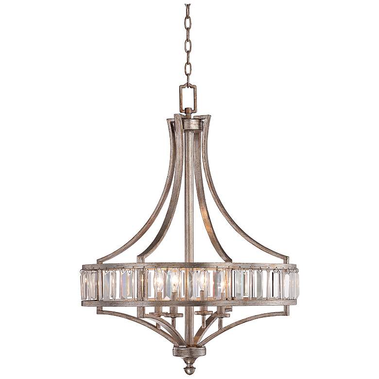 Soft Silver 4-Light 24&quot; Wide Crystal Chandelier