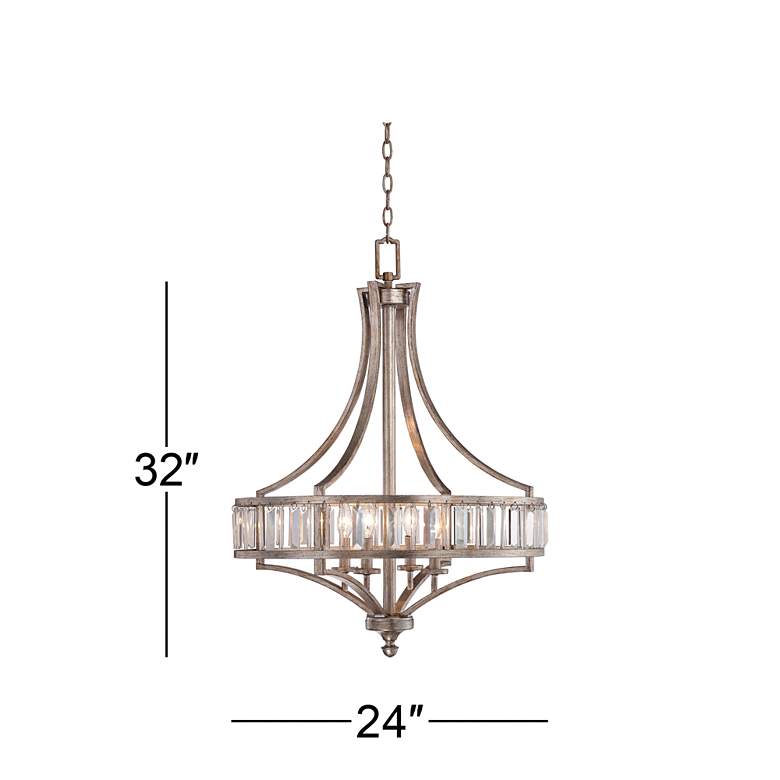 Soft Silver 4-Light 24&quot; Wide Crystal Chandelier more views