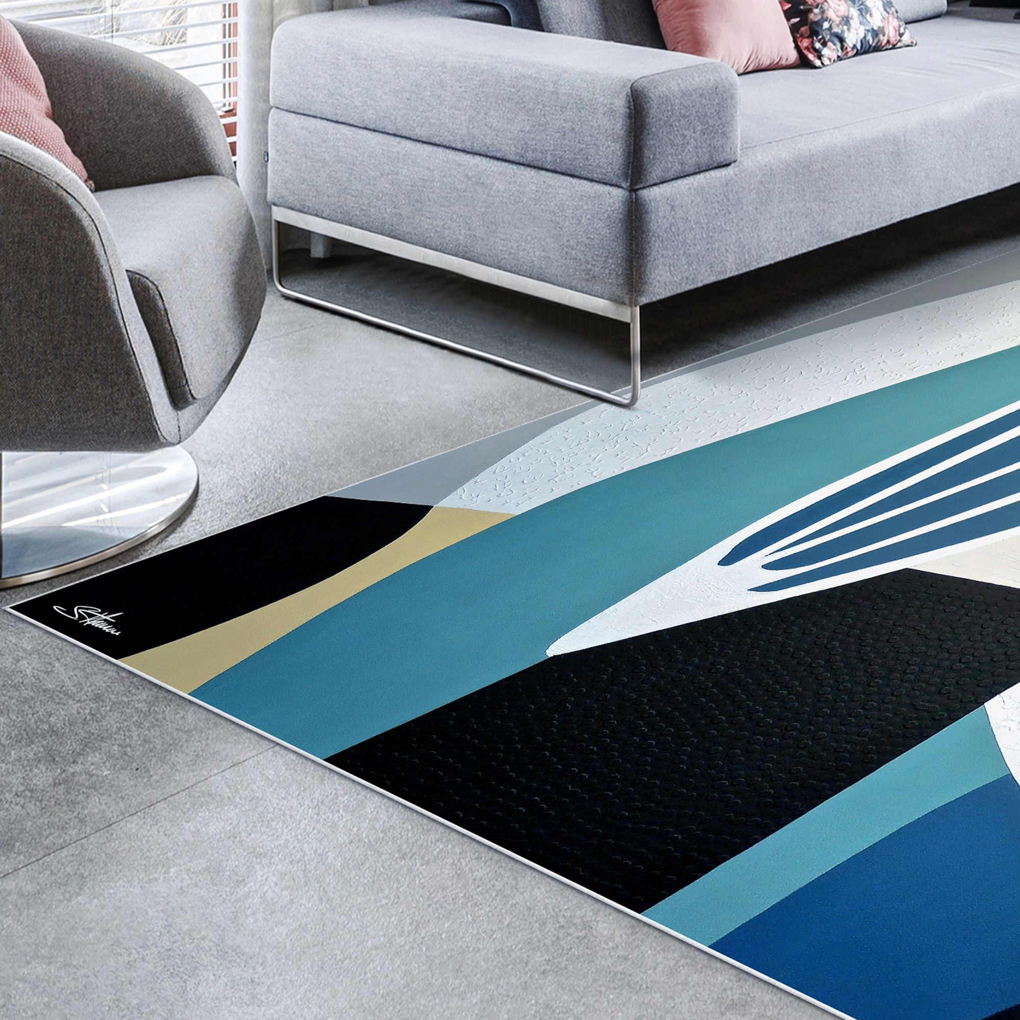 Image 5 Soften The Edge Washable Geometric Art Area Rug size 8'x10' more views