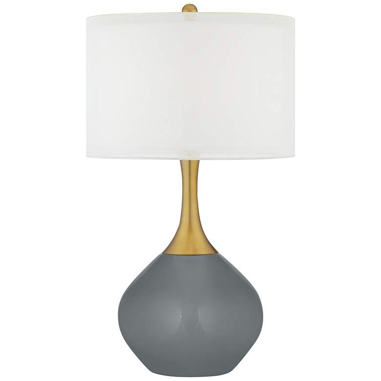 Image 1 Software Gray Nickki Brass Modern Table Lamp