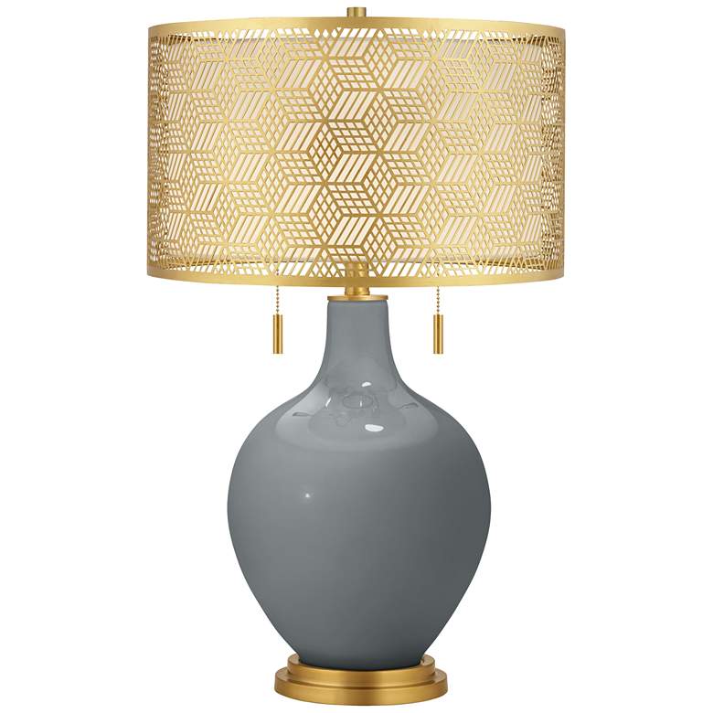 Image 1 Software Gray Toby Brass Metal Shade Table Lamp
