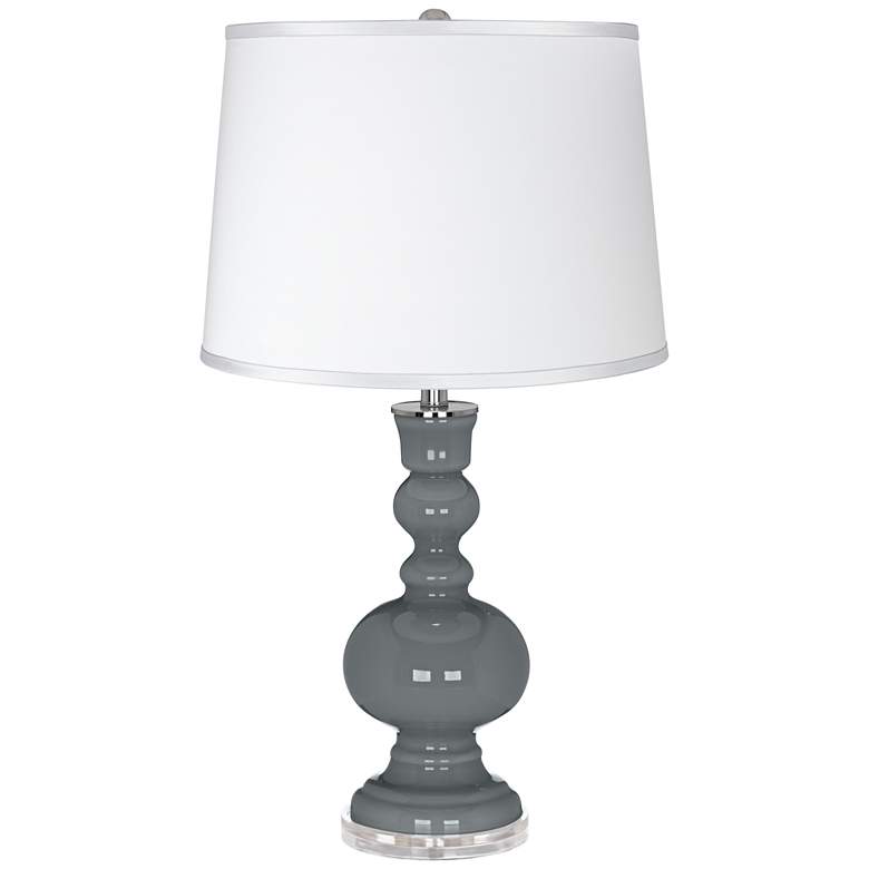Image 1 Software - Satin Silver White Shade Apothecary Table Lamp